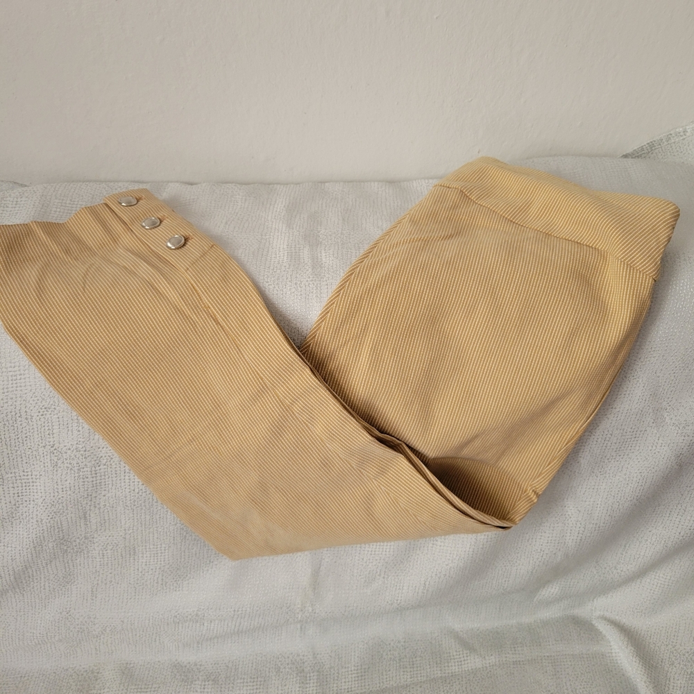 Tan Striped Pants with Button Detail Van Heusen pull on pants size 4